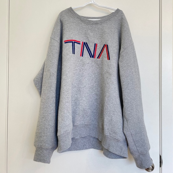 TNA Grey Embroidered Crew Neck Sweatshirt - Picture 1 of 3